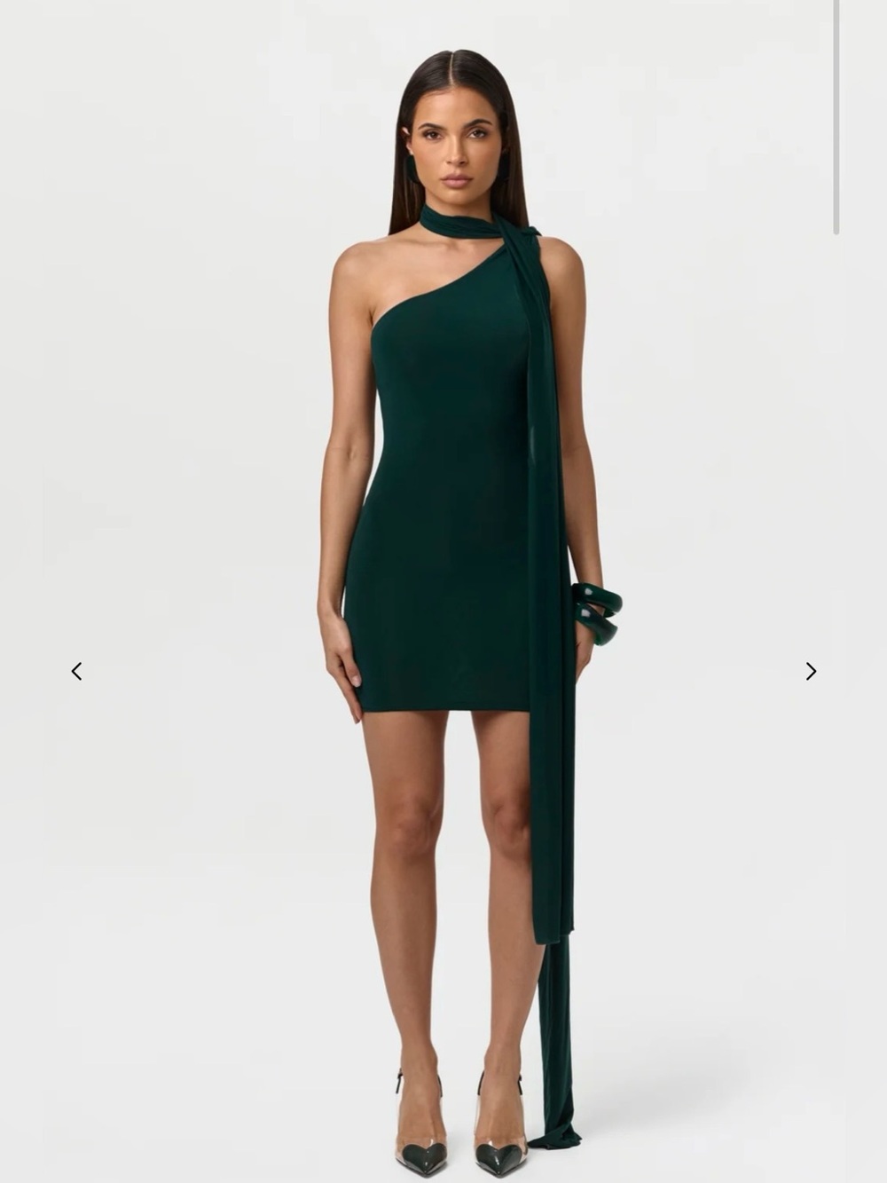 Naked Wardrobe Naked Tie Shoulder Mini Dress Pine Green
